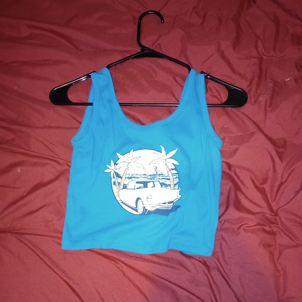 Blue tank crop top